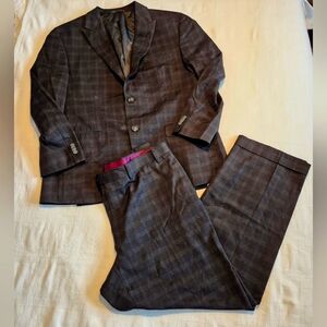 Sean John men's 42S Jacket pants 36 x 29" cuffed pant black grid pattern VGUC